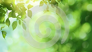 Blurred background of green leaves with bokeh effect,atmosphere of spring or summer wallpaper