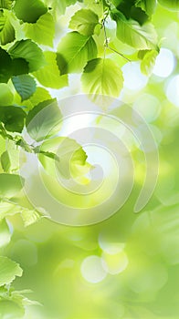 Blurred background of green leaves with bokeh effect,atmosphere of spring or summer wallpaper