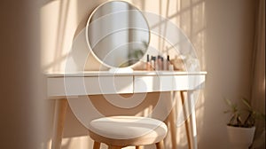 Blurred background of a light-filled vanity space