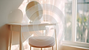 Blurred background of a light-filled vanity space