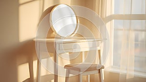 Blurred background of a light-filled vanity space