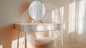 Blurred background of a light-filled vanity space