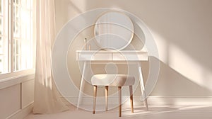 Blurred background of a light-filled vanity space