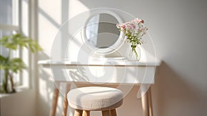 Blurred background of a light-filled vanity space