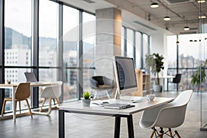 Blurring the background in modern office interior