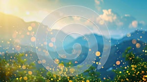 Blurred background of a mountain range with distant peaks