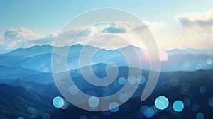 Blurred background of a mountain range with distant peaks