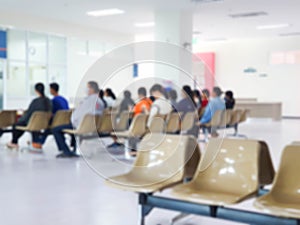 Blurred background Patient wearing the mask to protect Coronavirus Covid-19 waiting to see doctor in hospital