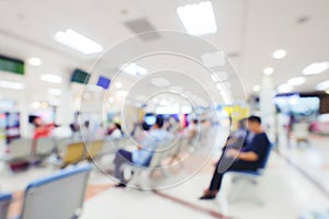 Blurred background of people waiting for doctor in hospital
