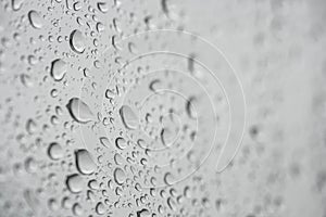 Blurred background with rain drops on window pane