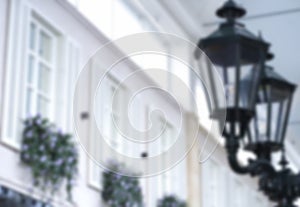 Blurred background with street lamp in a classic style