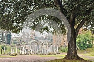 Blurred background of Villa Adriana canopus