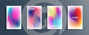 Blurred backgrounds set with modern abstract blurred color gradient patterns on white. Smooth templates collection.