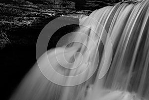 Blurred black and white picture of waterfalls