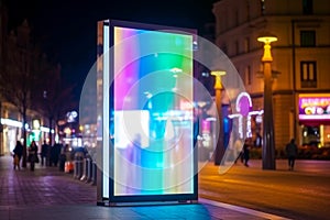 Blurred Blank advertising billboard on the street at night