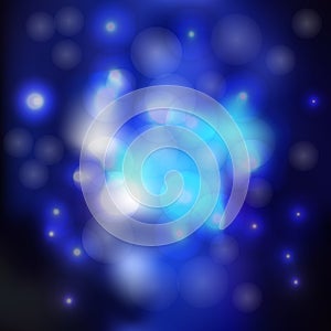 Blurred blue background with glare and bubbles. vector illustration.