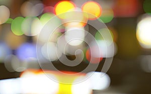 Blurred bokeh background. Abstract and blurry lights create a festive atmosphere with bright, colorful bokeh background. Vibrant