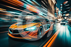 Blurred bokeh effect with futuristic car concepts and bold automotive branding for a modern backdrop