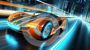 Blurred bokeh effect with futuristic car concepts and bold automotive branding for a modern backdrop