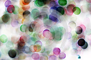 Blurred bubbles, glass ball on abstract with colorful black isolated