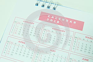 Blurred calendar page 2018