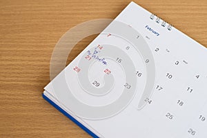 Blurred calendar page