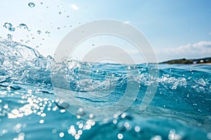 Blurred calm water surface with splashes