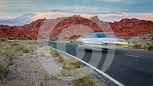 Blurred Car Headlights Valley of Fire State Park