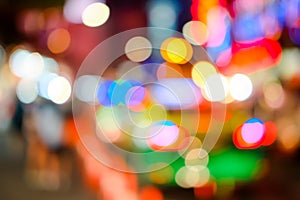 Blurred of car on road in the city at Night time. bokeh light. Blur of light glitter. Glow texture background