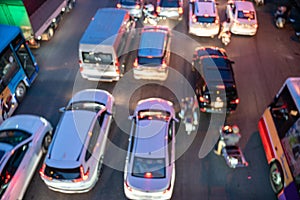 Blurred car traffic background at rush hour in Hanoi street, Vietnam