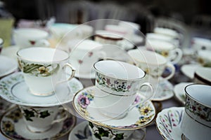 Blurred china cups