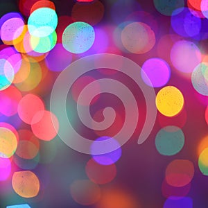 Blurred Christmas Lights Create a Colorful Abstract Winter Bokeh Background Scene