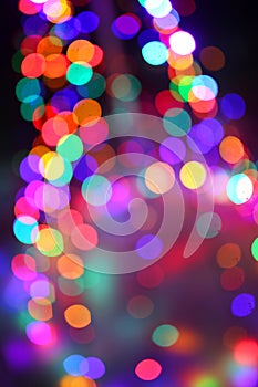 Blurred Christmas Lights Create a Colorful Winter Bokeh Background Scene