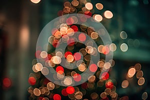 Blurred Christmas Tree Lights with Red and Green Bokeh Effect