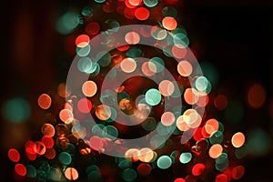 Blurred Christmas Tree Lights with Red and Green Bokeh Effect
