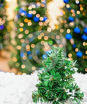 blurred christmas tree, snow, christmas, background