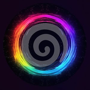 Blurred circular shape in rainbow colors, suitable for black backgrounds.