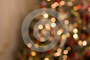 Blurred colored circles on a light holiday background