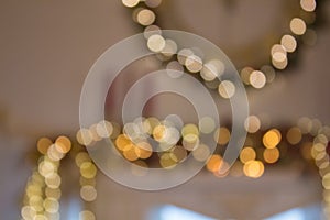 Blurred colored circles on a light holiday background