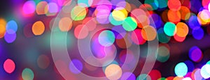 Blurred Colorful Christmas Lights Create an Abstract Rainbow Bokeh Background