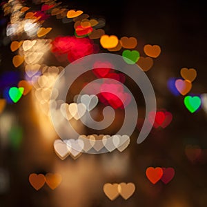 Blurred Defocused Multi Color Lights in the Shape of Heart