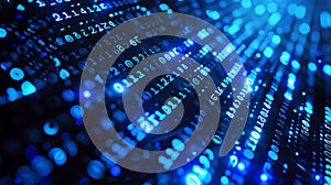 Blurred digital binary code technology computer background