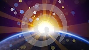 Blurred earth and sun in space