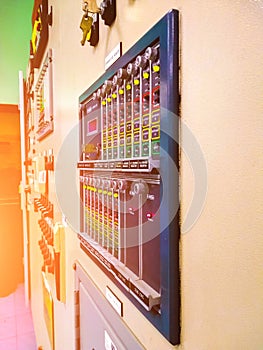 Blurred of electrical switch cotrol generator at industry