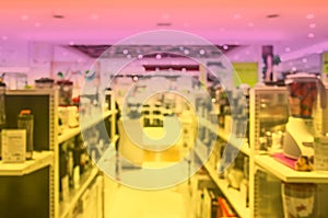 Blurred electronics department in the mall