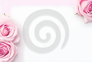 Blurred Elegance Pink Rose Horizontal Banner with Copy Space - Mockup Template for a Stunning Display Generative AI