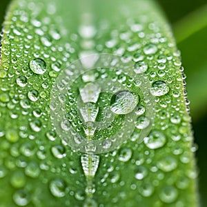 Is blurred, emphasizing the sharpness and clarity of the leaf and the