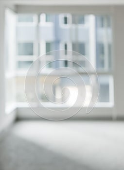 Blurred Empty interior with large window design as backdrop