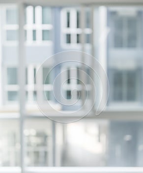 Blurred Empty interior with large window design as backdrop