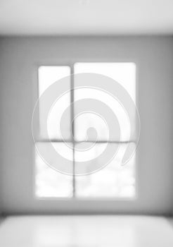 Blurred Empty interior with large window design as backdrop